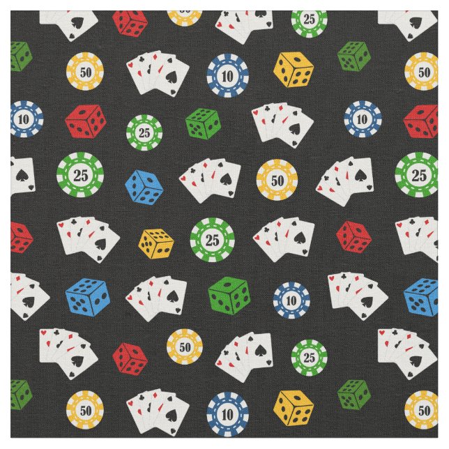 Cute mixed casino gambling pattern material fabric (Close Up)