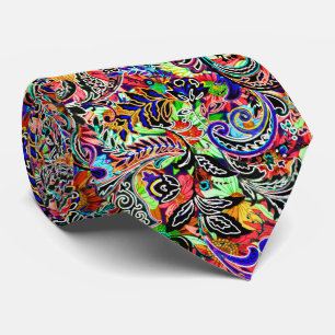 Cute mixed colourful flowers patterns tie