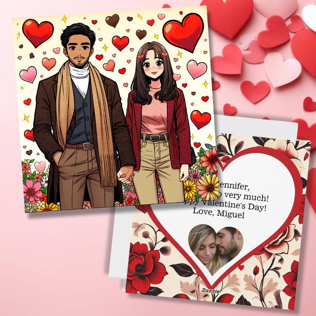 Cute Mixed Couple on Valentine's Day Holiday Card (Creator Uploaded)