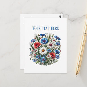 Cute mixed flowers customisable postcard