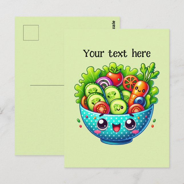 Cute mixed vegetable customise postcard (Front/Back)