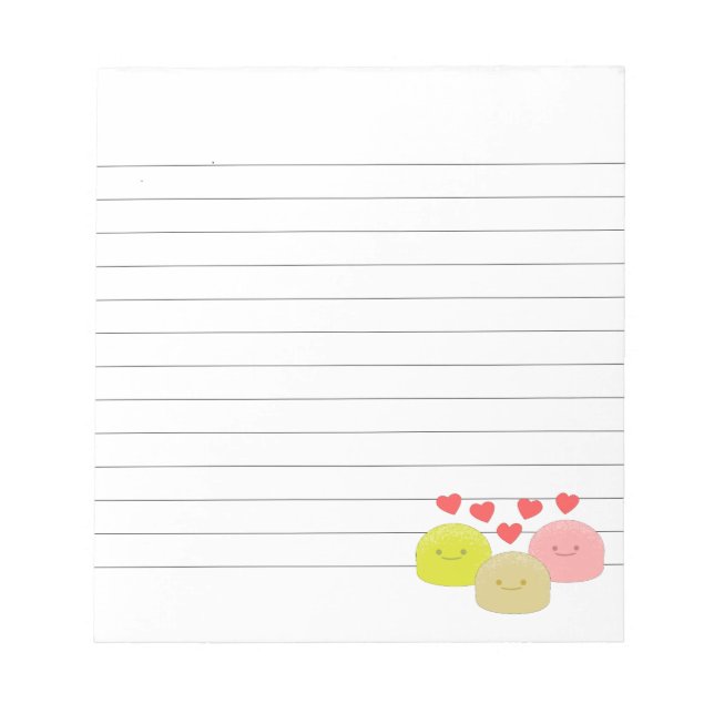 Cute Mochi Cartoon Drawings Lined Notepad (Front)