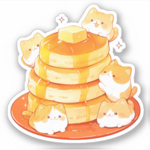 Cute Mochi Cats & Japanese Fluffy Pancake Sticker