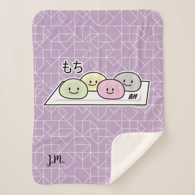 Cute Mochi ice cream rice cake Japanese green tea Sherpa Blanket (Front)