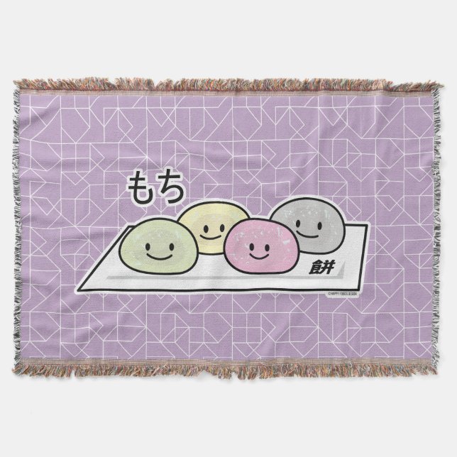 Cute Mochi ice cream rice cake Japanese green tea Throw Blanket (Front)
