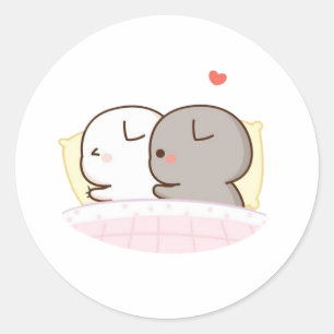 Cute Mochi Peach Cat Classic Round Sticker