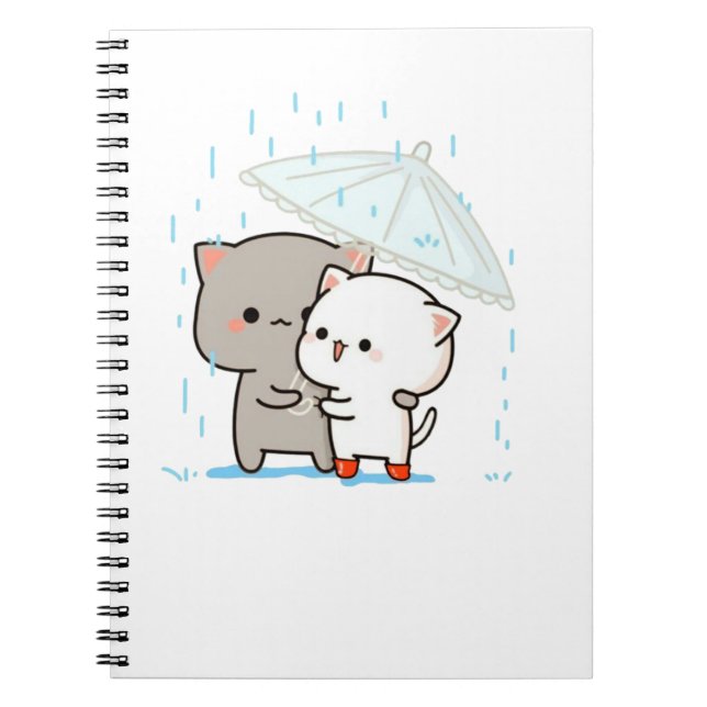 Cute Mochi Peach Cat Notebook (Front)