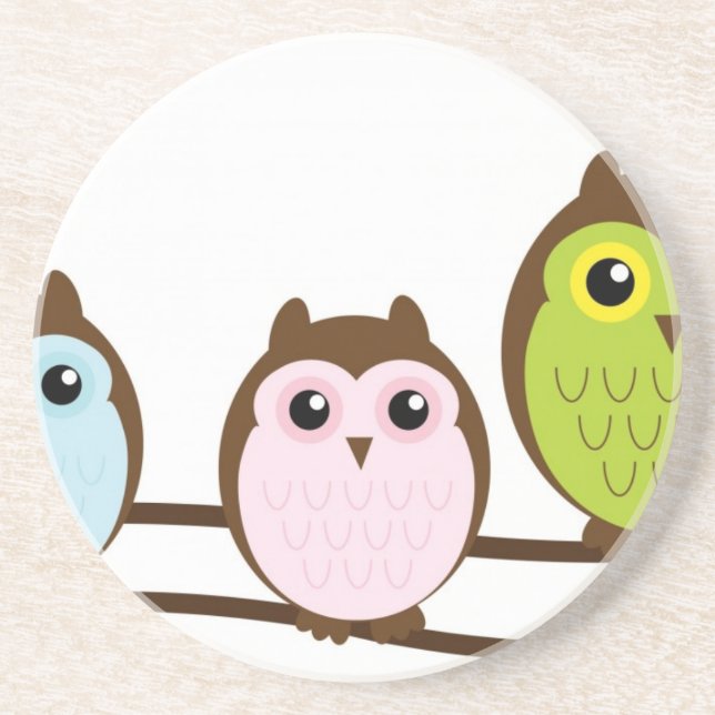 Cute Mod Chic Classy Destiny Owl Coaster (Front)