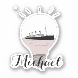 Cute Moderm Black and White Michael Ship Sticker
