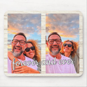 Cute Modern 2 Photo Collage Custom Monogram Mouse Pad