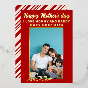 Cute Modern 2 Photo Happy Mothers Day Foil Holida