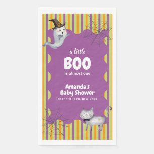 Cute Modern A Little Boo Ghost Cat Baby Shower Napkin