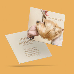 Cute Modern Animal Care Dog Puppy Grooming  Square Business Card