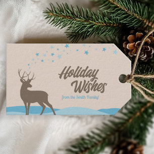 Cute Modern animal deer winter scene Holiday Gift Tags