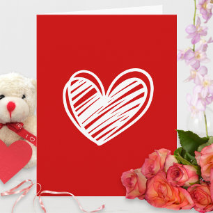 Cute Modern Anniversary Red Heart Valentines Day Card