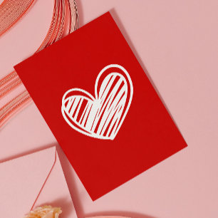 Cute Modern Anniversary Red Heart Valentines Day Card