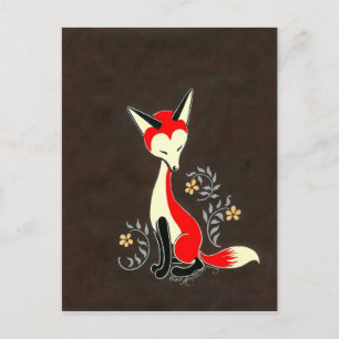 Cute Modern Artsy Fox Painting Postcard