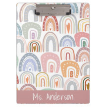 Cute Modern Assorted Pastel Rainbow Teacher
