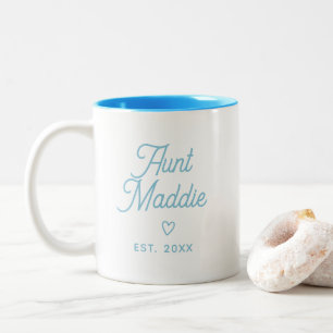 Cute Modern Baby Announcement Aunt Pregnancy Two-Tone Coffee Mug