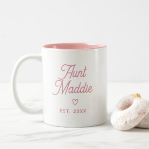 Cute Modern Baby Announcement Aunt Pregnancy Two-Tone Coffee Mug