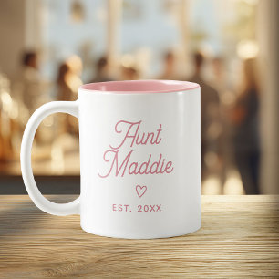 Cute Modern Baby Announcement Aunt Pregnancy Two-Tone Coffee Mug
