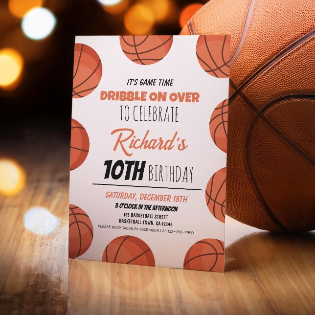 Cute Modern Basketball Sports Kids Birthday Invitation (Creator Uploaded)