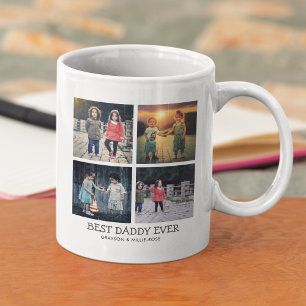 Cute Modern Best Daddy Ever   Photo Collage Coffee Mug
