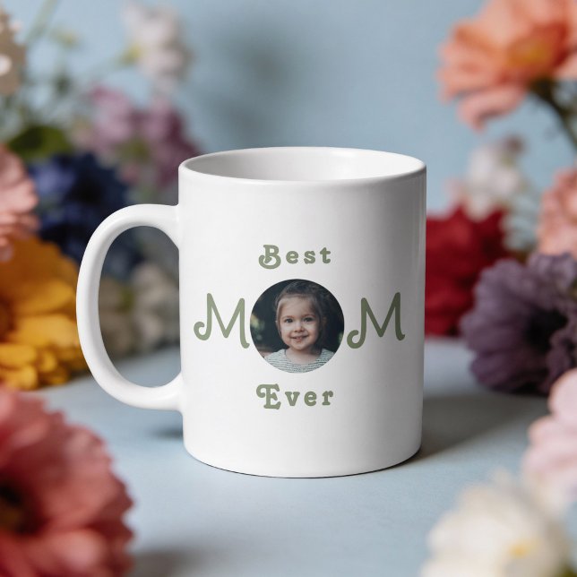 Cute Modern Best Mum Ever 2 Photo Mug (Creator Uploaded)