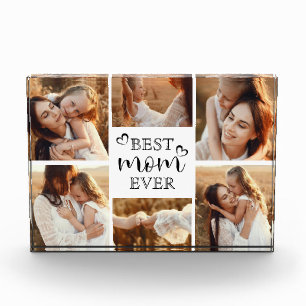 Cute Modern Best Mum Ever Custom Family Photo Block
