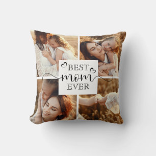 Cute Modern Best Mum Ever Custom Photo Collage Cushion