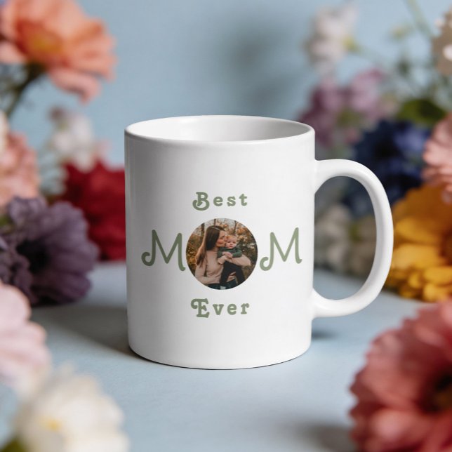 Cute Modern Best Mum Ever Custom Photo Mug (Creator Uploaded)