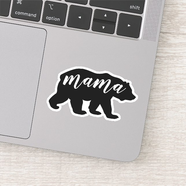 Cute Modern Black & White Mama Bear (Detail)