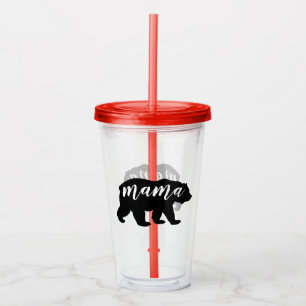 Cute Modern Black & White Mama Bear Acrylic Tumbler