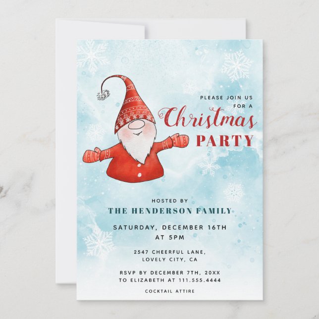 Cute Modern Blue Christmas Party Invitation (Front)