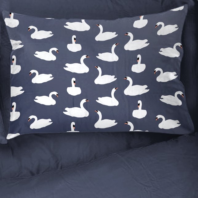 Cute Modern Blue Swan Pattern Pillowcase (Swan Pillow)