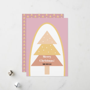 Cute Modern Blush Holiday Tree Card