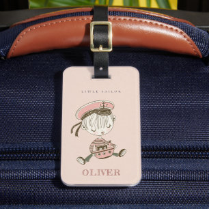 Cute Modern Blush Pink Girl Little Sailor Nautical Luggage Tag