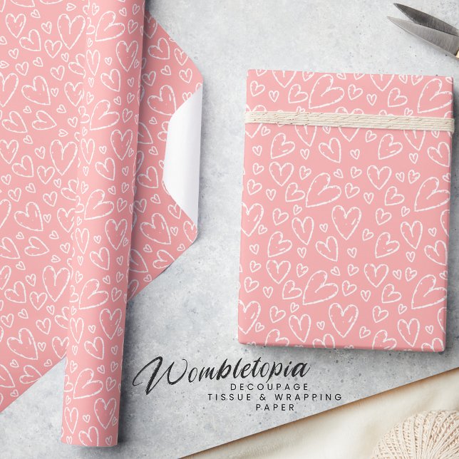 Cute Modern Blush Pink White Heart Wrapping Paper (Creator Uploaded)