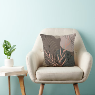 Cute Modern Boho Floral Brown Cushion
