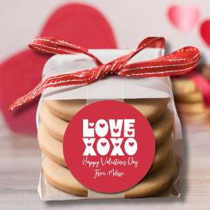 Cute Modern Bold Red Valentine's Day Love XOXO Classic Round Sticker