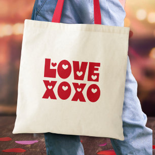 Cute Modern Bold Red Valentine's Love XOXO Tote Bag