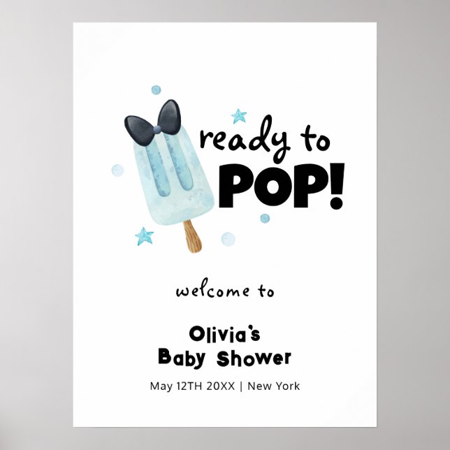 Cute Modern Bow Ice Cream Pop Baby Shower Welcome Poster (Front)