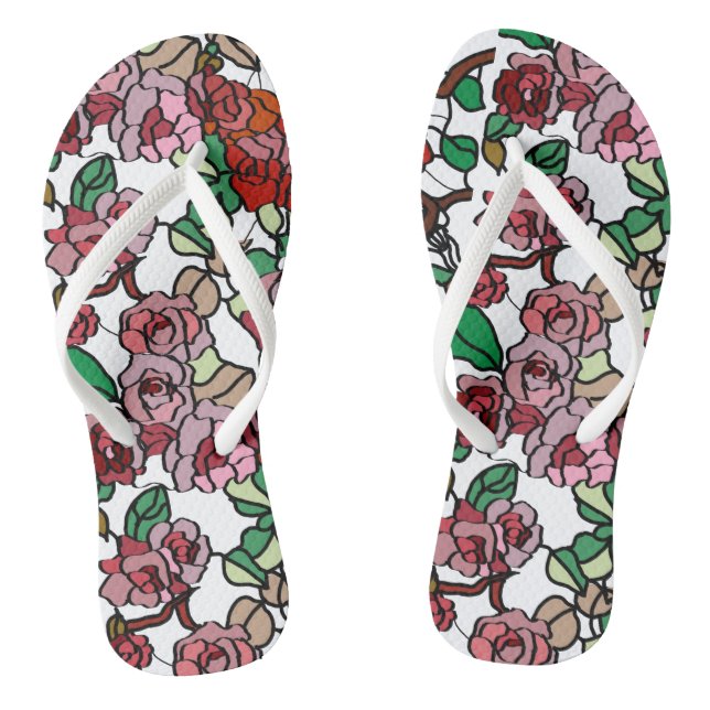 Cute Modern Bright Red Flowers Jandals (Footbed)