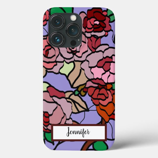 Cute Modern Bright Red Flowers Violet Case-Mate iPhone Case (Back)