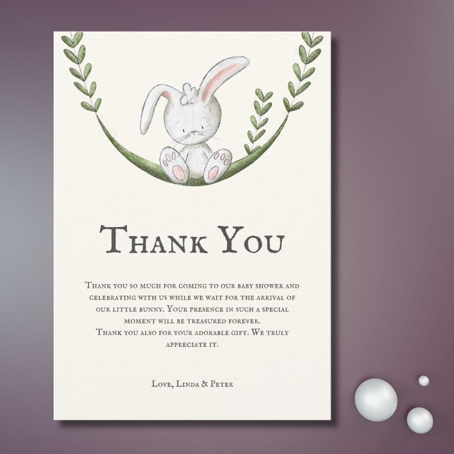 Cute Modern Bunny Neutral Baby Shower Thank You Card (Creator Uploaded)