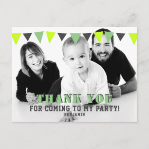 Cute Modern Bunting Flags Photo Birthday Thank You Postcard