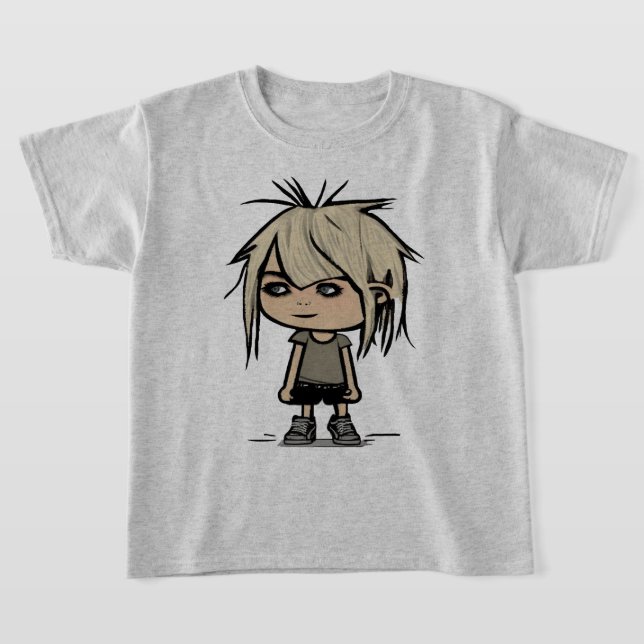 Cute Modern Cartoon Girl Art Drawing Kids Fashion T-Shirt (Laydown)