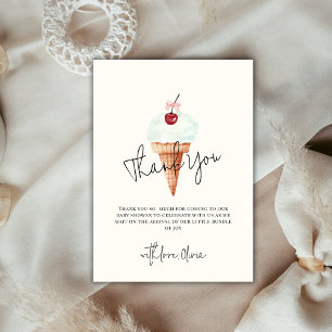 Cute Modern Cherry Scoop Ice Cream Baby Shower Thank You Card