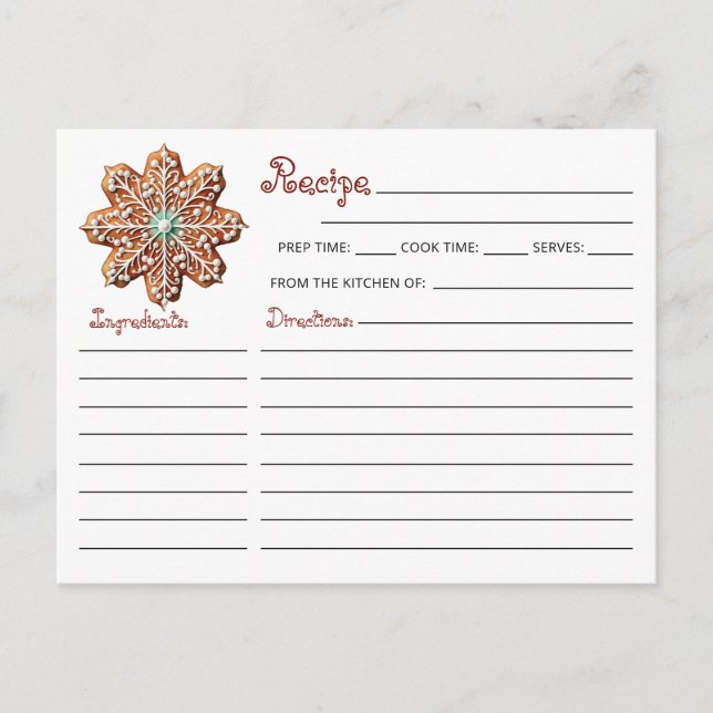 Cute Modern Christmas Cookie Exchange Recipe  Postcard (Front)