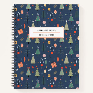 Cute Modern Christmas Pattern  Name Notebook